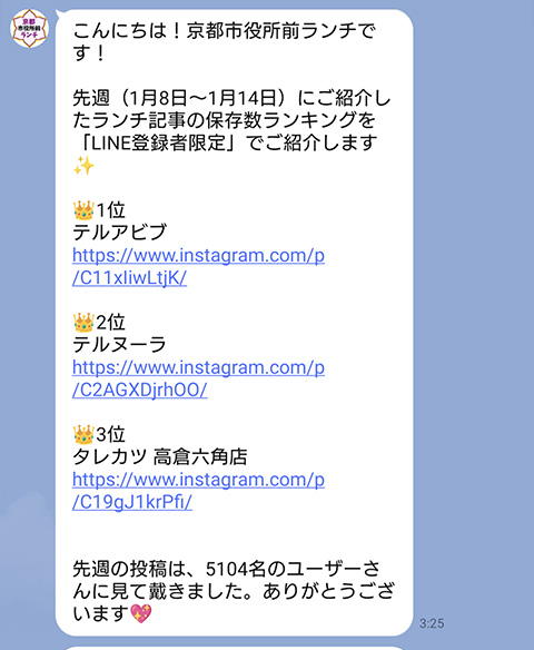 人気ランキングを通知